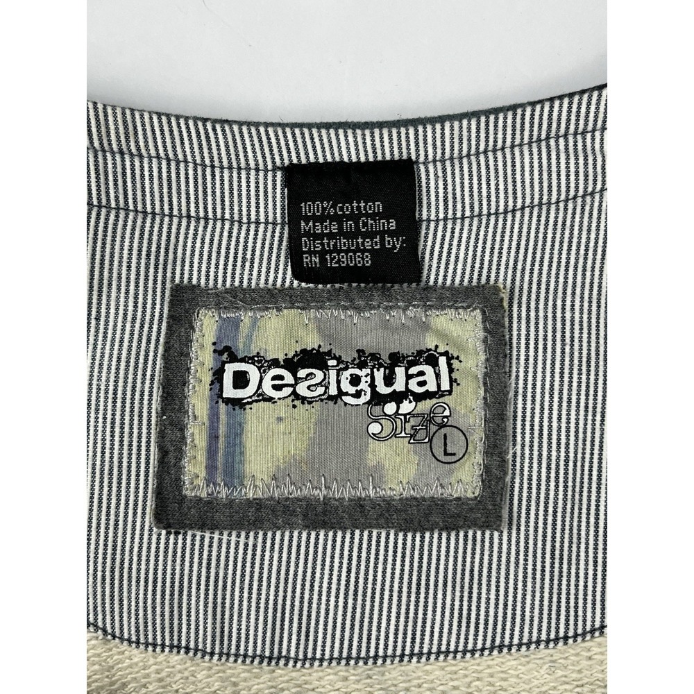 Desigual Women's Jacket Blue/White Cotton Hook&Eye Closure Size L - Picture 8 of 12